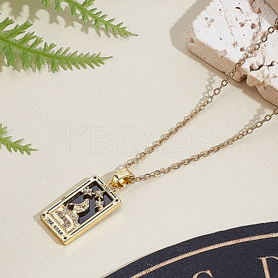 Brass with Cubic Zirconia Pendants Necklaces NJEW-LP0001-45E-G-1