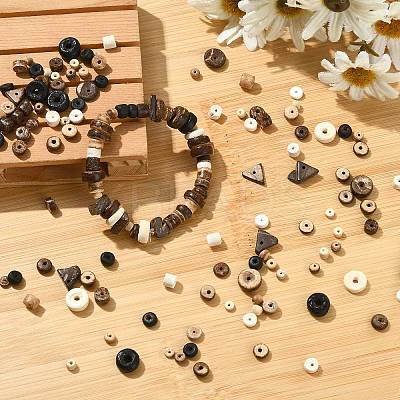 56G 14 Styles Natural Coconut Rondelle Beads COCB-CJ0001-01-1