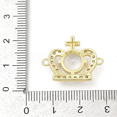 Brass Clear Cubic Zirconia Crown Connector Charms KK-D317-145G-1