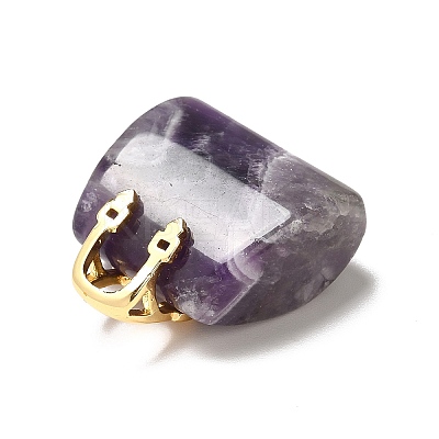 Natural Amethyst Brass Pendants KK-E274-01G-18-1