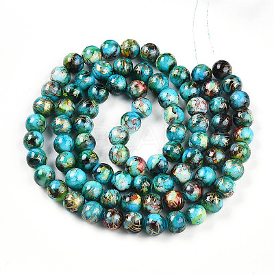 Baking Paint Glass Beads Strands DGLA-N003-10mm-B08-1
