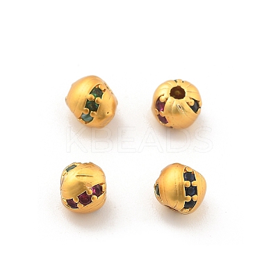 Brass Micro Pave Cubic Zirconia Beads KK-R216-08G-01-1
