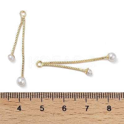 Brass ABS Plastic Pearl Pendants KK-U045-03G-1