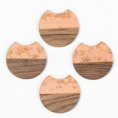 Transparent Resin & Walnut Wood Pendants LS-RESI-S389-001A-B02-1
