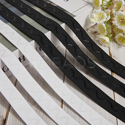 10M 2 Colors Polyester Non-Slip Silicone Elastic Gripper Bands for Garment Sewing SRIB-GF0001-48-1