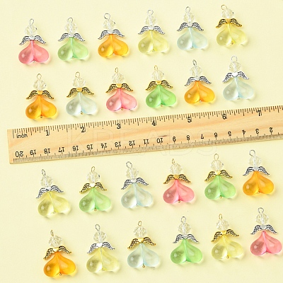 40Pcs 10 Colors Acrylic Glass Pendants PALLOY-FS00018-1