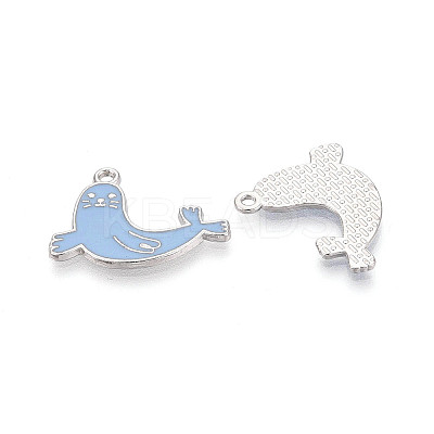 Rack Plating Alloy Enamel Sea Lion Pendants ENAM-T024-81A-P-1