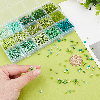 1800Pcs 15 Colors Glass Round Seed Beads SEED-AR0001-18-1