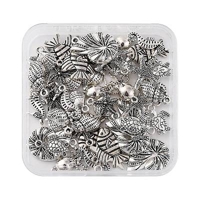 54Pcs 9 Styles Marine Animal Tibetan Style Alloy Pendants TIBEP-FP0001-13-1