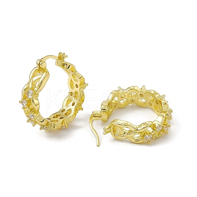 Rack Plating Brass Clear Cubic Zirconia Hoop Earrings for Women EJEW-M213-34G-1