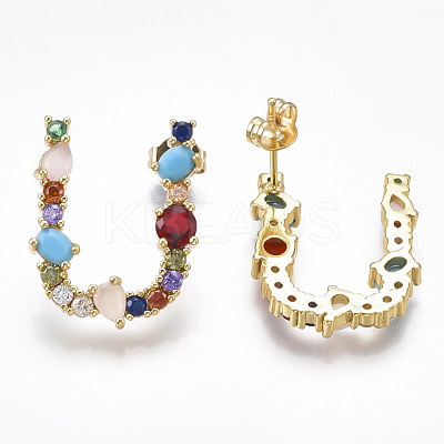 (Jewelry Parties Factory Sale)Brass Micro Pave Cubic Zirconia Ear Studs EJEW-S201-41U-1