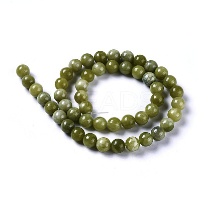 Natural Chinese Jade/Southern Jade Beads Strands G-G735-38-6mm-1