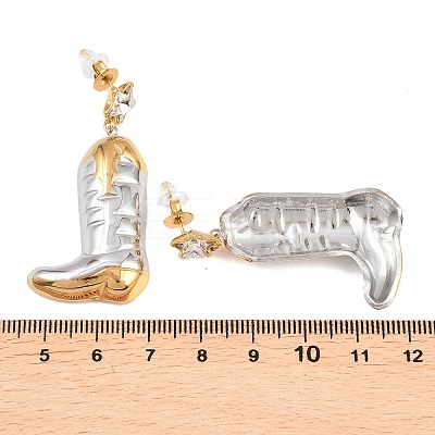Two Tone Cowboy Boot 304 Stainless Steel Dangle Stud Earrings STAS-H249-21GP-1