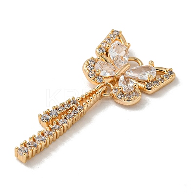 Brass Micro Pave Clear Cubic Zirconia Studs Pendants KK-K378-03G-1