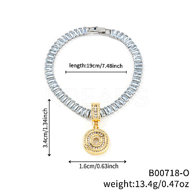 Fashionable Brass Micro Pave Clear Cubic Zirconia Charm Bracelets AF9298-15-1
