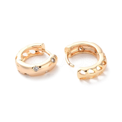 Rack Plating Brass Clear Cubic Zirconia Hoop Earrings EJEW-S241-20G-1