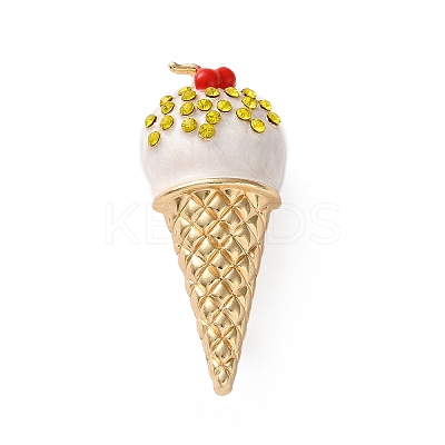 Ice Cream Alloy Rhinestone Lapel Pins for Backpack Clothes JEWB-H032-04G-1
