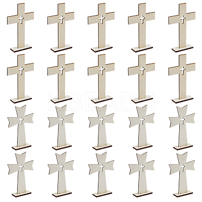 40Pcs 2 Styles Halloween Wood Sculpture Display Decorations AJEW-DC0003-29-1