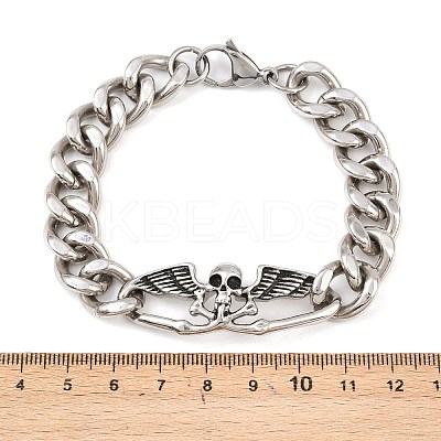 Stainless Steel Cuban Link Chian Bracelets BJEW-D379-03ASP-1