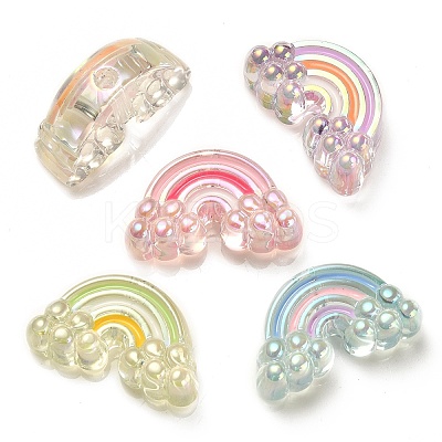 UV Plating Rainbow Iridescent Acrylic Enamel Beads X-OACR-G012-08-1