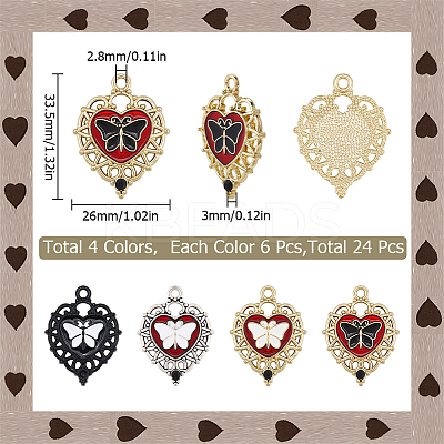 24Pcs 4 Styles Alloy Enamel Pendants ENAM-SC0004-73-1
