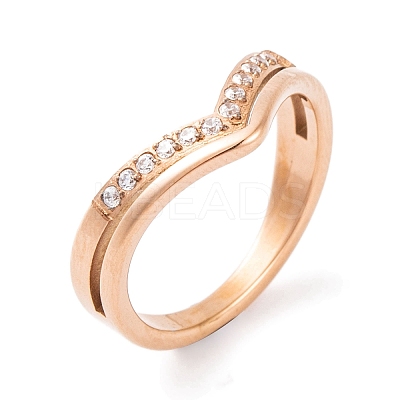 PVD Vacuum Plating 304 Stainless Steel Finger Ring for Women RJEW-C086-14-RG-1