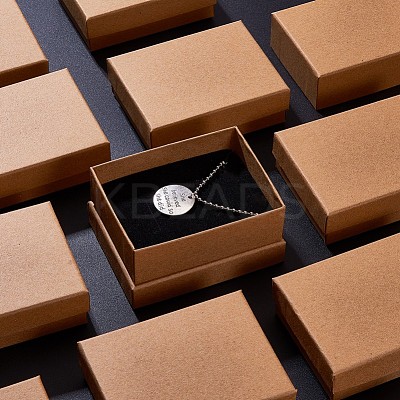 Kraft Cotton Filled Cardboard Paper Jewelry Set Boxes LS-CBOX-R036-11A-1