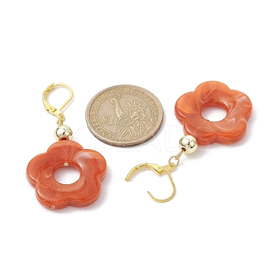 Acrylic Flower Dangle Leverback Earrings EJEW-JE05625-03-1