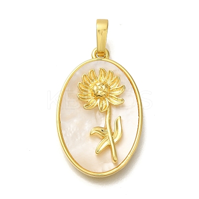 Brass Pave Shell Birth Flower Pendants FIND-I040-04K-1
