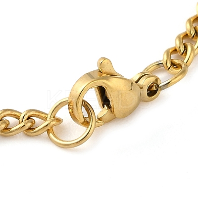 304 Stainless Steel Curb Chain Pendant Necklaces NJEW-H034-01G-1