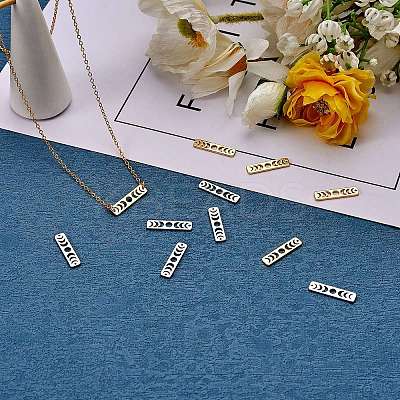 12Pcs 4 Style Brass Moon Phase Bar Links & Charms KK-SZ0005-45-1