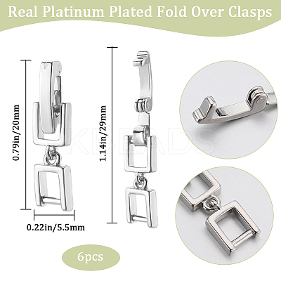 6Pcs Brass Fold Over Clasps KK-BBC0013-51-1
