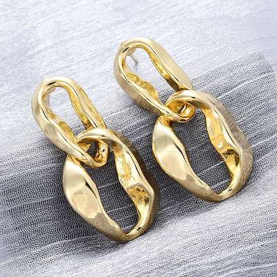 Nuggets Brass Dangle Stud Earrings EJEW-R025-13G-1