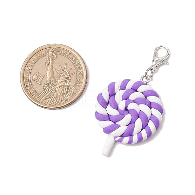 Handmade Polymer Clay Lollipop Pendant Decorations HJEW-JM03387-1