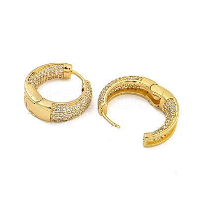 Rack Plating Round Ring Brass Micro Pave Clear Cubic Zirconia Hoop Earrings KK-F876-32G-1