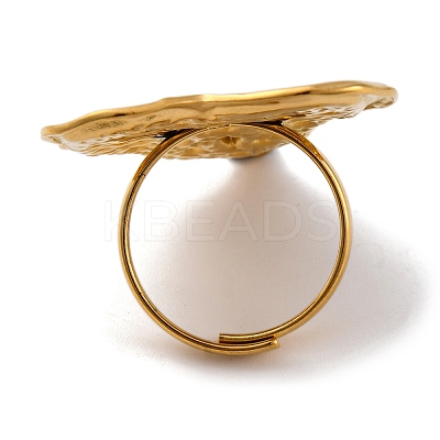 Ion Plating(IP) 304 Stainless Steel Heart Open Cuff Rings RJEW-M047-08G-1