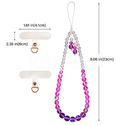 Round Synthetic Moonstone Beaded Mobile Straps HJEW-SW00042-09-1