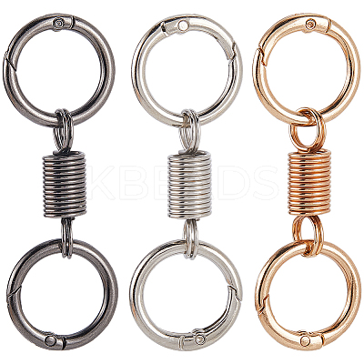 12Pcs 3 Colors Nordic Retro Zinc Alloy Double Spring Ring Clasps FIND-SC0012-87B-1