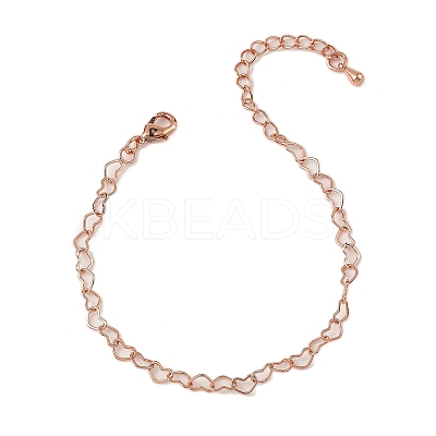 Brass Heart Link Bracelets for Women BJEW-G735-07RG-1