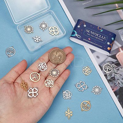 20Pcs 10 Styles 201 Stainless Steel Connector Charms FIND-SC0004-68-1