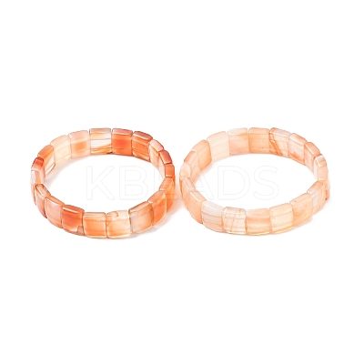 Dyed & Heated Natural Carnelian Faceted Beaded Stretch Bracelets for Women BJEW-K251-08E-1