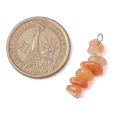 Gradient Color Natural Red Aventurine & Natural Sunstone & Natural Topaz Jade Chip Beaded Pendants PALLOY-JF02791-09-1