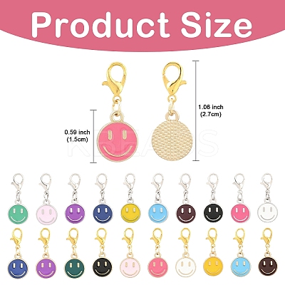 60Pcs Smiling Face Alloy Enamel Pendant Decorations HJEW-YW00244-1