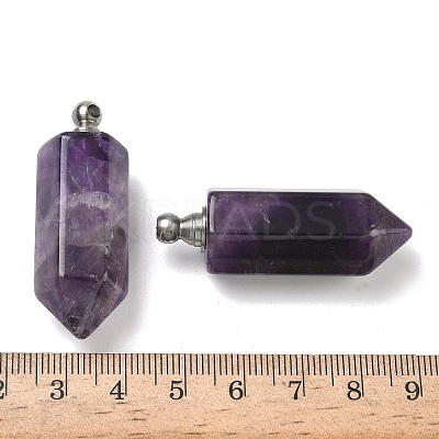 Natural Amethyst Perfume Bottle Pendants G-H332-09P-03-1