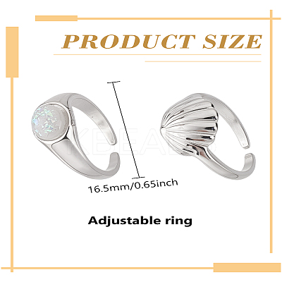 2Pcs 2 Styles Alloy Cuff Rings for Women RJEW-LP0002-42-1