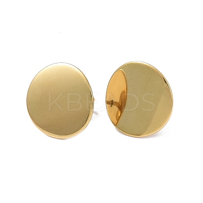Ion Plating(IP) 304 Stainless Steel Flat Round Stud Earrings for Women EJEW-I285-12G-1