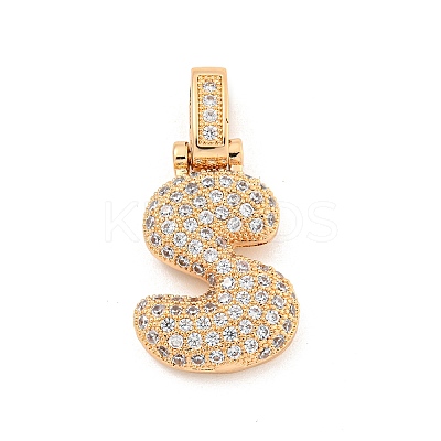Brass Micro Pave Clear Cubic Zirconia Pendants KK-B099-01G-S-1