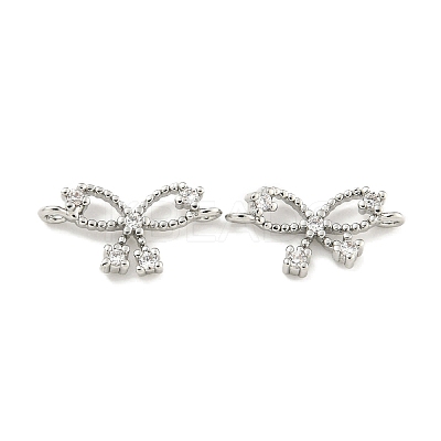 Brass Pave Clear Cubic Zirconia Connector Charms KK-Q820-41P-1
