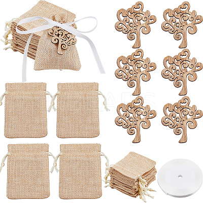 36Pcs Wooden Cabochons WOOD-FH0002-39-1