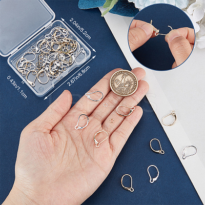 44Pcs 2 Color Brass Leverback Earring Findings KK-CN0003-05-1